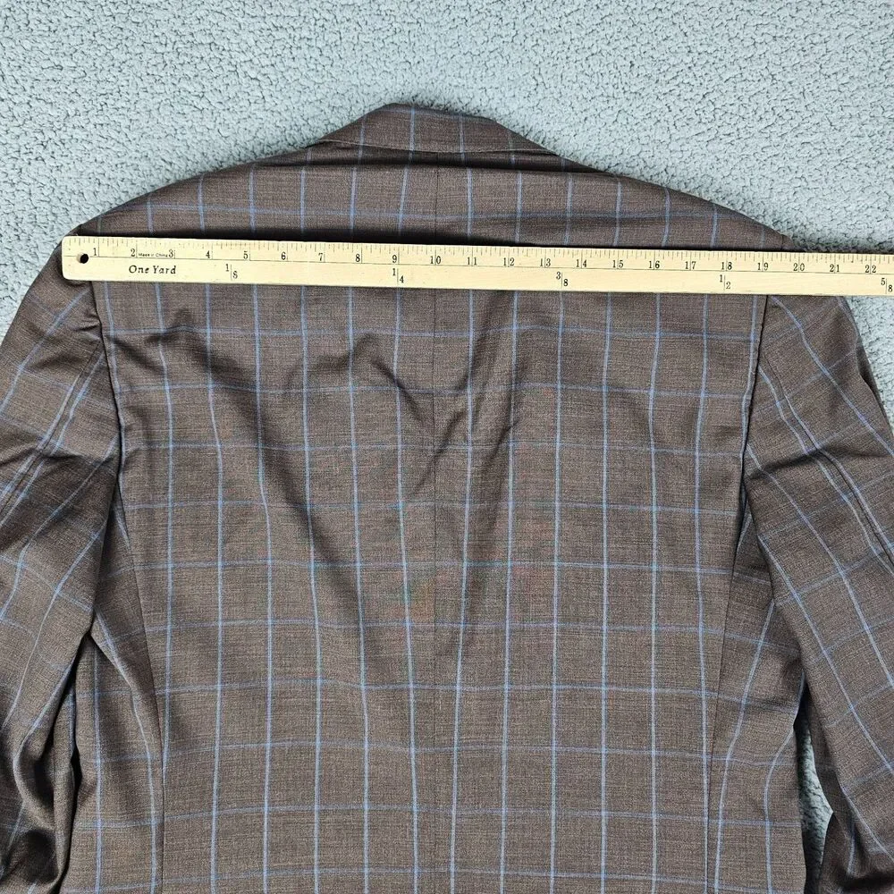 Samuelsohn Sport Coat Blazer Mens 42L Brown Greenwich Italian Wool Windowpane